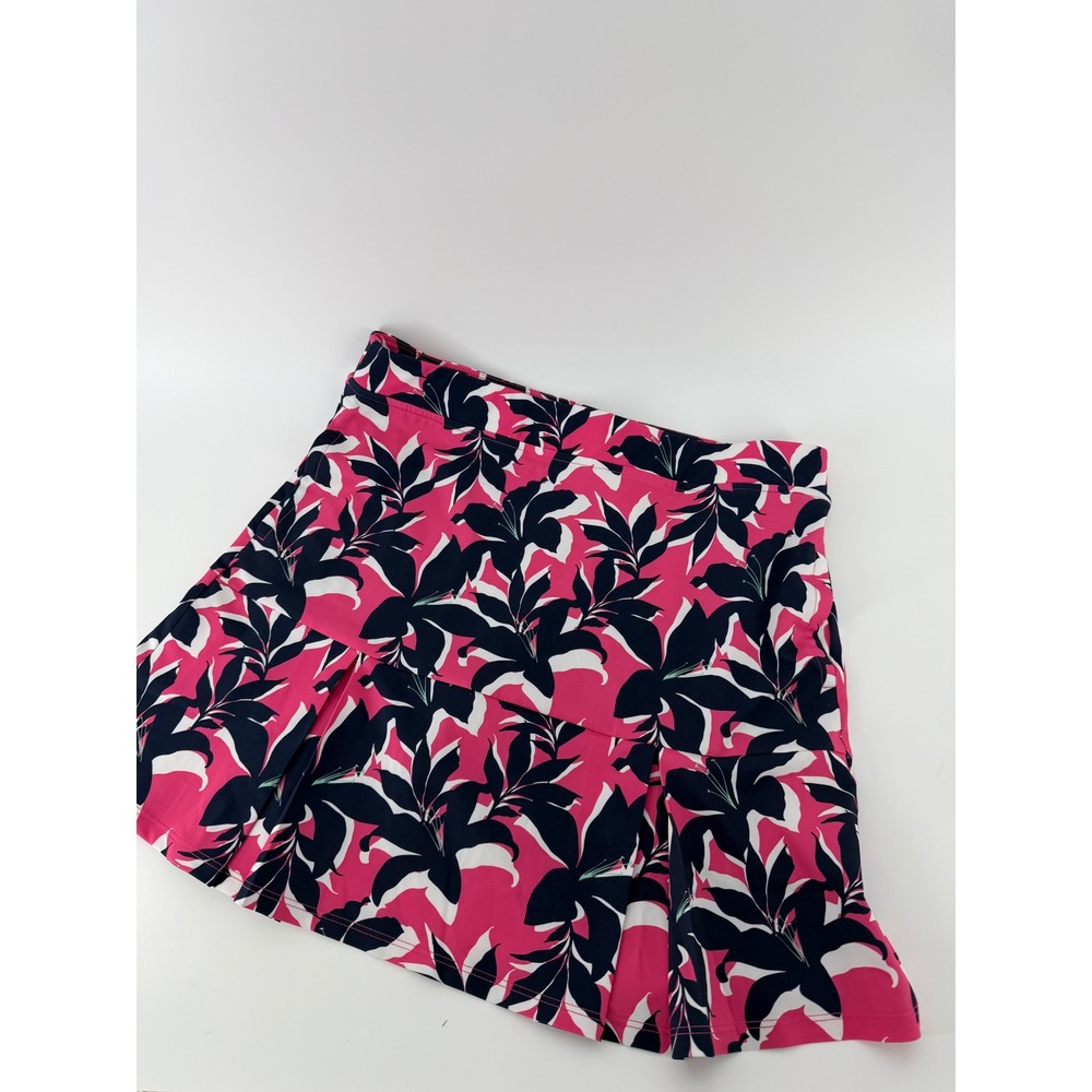 Stacy Parker Sport Pink Navy Floral Pleated Golf‎ Tennis Pickleball Skort Small